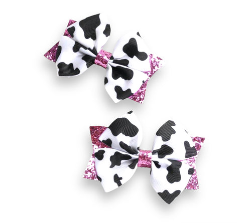 Cow Print Bow Set