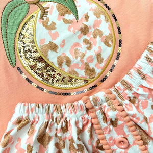 Sequin Peach Skirt Set