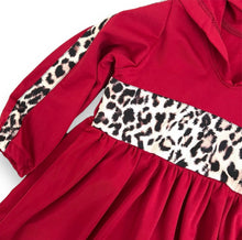 Load image into Gallery viewer, Red Leopard Hooded Dress