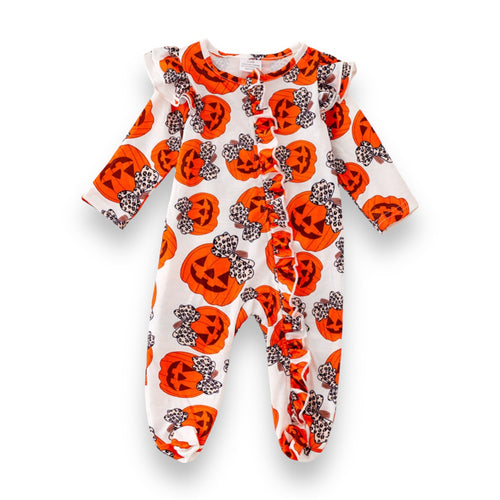 Pumpkin Ruffle Zip Romper