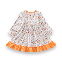 Load image into Gallery viewer, Orange Floral Ruffle Dress