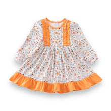 Load image into Gallery viewer, Orange Floral Ruffle Dress