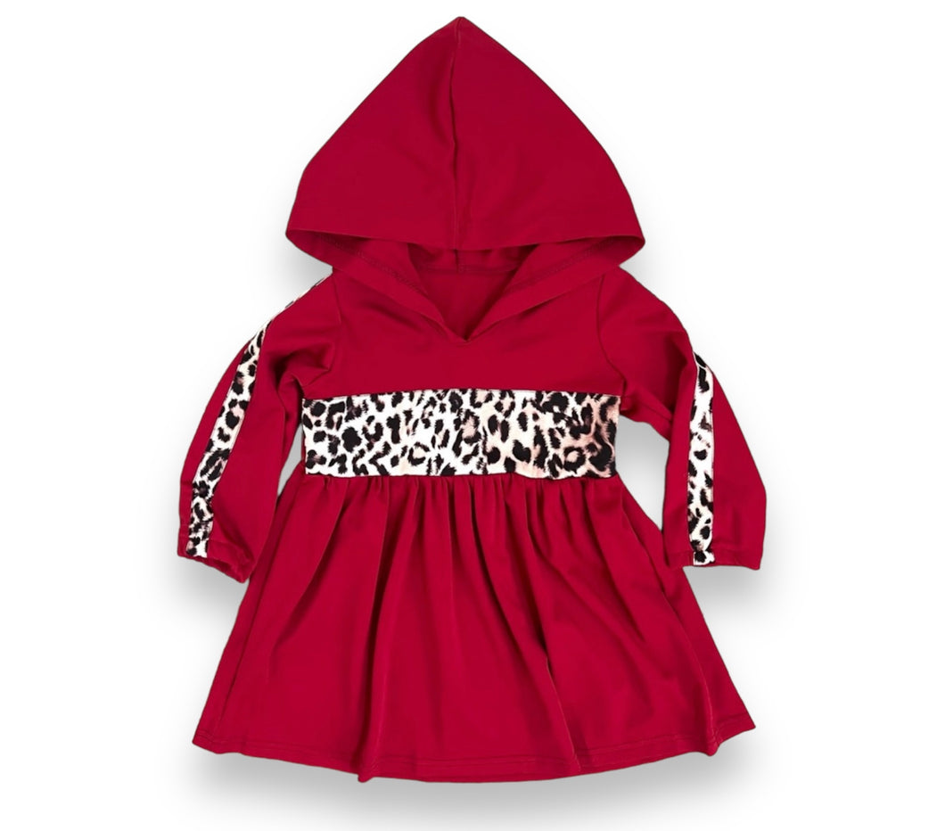 Red Leopard Hooded Dress